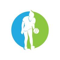 Silhouette volleyball player jumping on a white background. Vector illustration.
