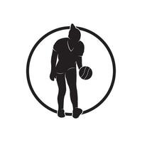 Silhouette volleyball player jumping on a white background. Vector illustration.