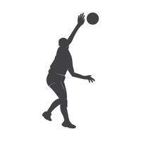 Silhouette volleyball player jumping on a white background. Vector illustration.