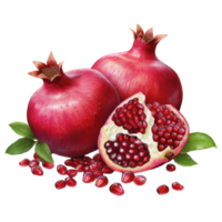 AI generated Juicy ripe pomegranates, isolated on transparent background png