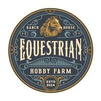 Equestrian Farm Logo design Template vector