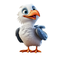 AI generated 3D Albatross cartoon character PNG white background