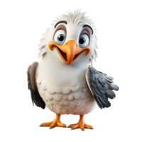 AI generated 3D Albatross cartoon character PNG white background