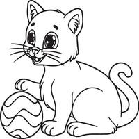 Cute cat coloring pages for coloring book. Cat outline vector. Playing cat coloring pages. Funny cat outline vector