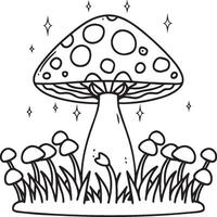 Mushroom coloring pages. Mushroom outline vector for coloring book