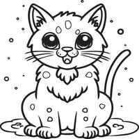 Cute cat coloring pages for coloring book. Cat outline vector