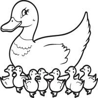 Duck coloring pages. Duck outline vector for coloring book