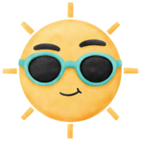Soleil avec des lunettes de soleil souriant png