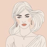 Woman line art portrait illustration vector design