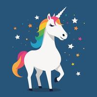 Cute kawaii unicorn illustration colorful vector art for children