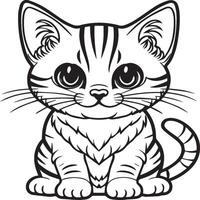 linda gato colorante paginas para colorante libro. gato contorno vector