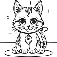 Cute cat coloring pages for coloring book. Cat outline vector