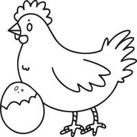 Chicken coloring pages. Chicken outline vector for coloring book