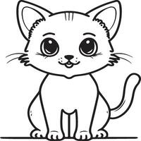 Cute cat coloring pages for coloring book. Cat outline vector