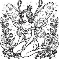 Fairies coloring pages for coloring book. Fairies outline vector