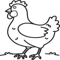 Chicken coloring pages. Chicken outline vector for coloring book