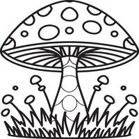 Mushroom coloring pages. Mushroom outline vector for coloring book