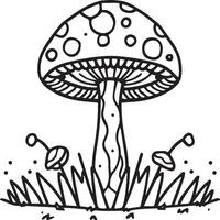 Mushroom coloring pages. Mushroom outline vector for coloring book