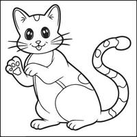 Cute cat coloring pages for coloring book. Cat outline vector. Playing cat coloring pages. Funny cat outline vector