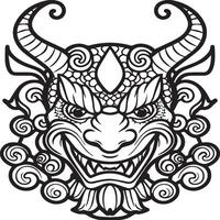 Oni coloring pages. Japanese oni coloring pages. Oni outline vector