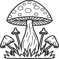 Mushroom coloring pages. Mushroom outline vector for coloring book