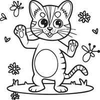 Cute cat coloring pages for coloring book. Cat outline vector. Playing cat coloring pages. Funny cat outline vector