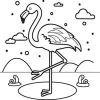 Flamingo coloring pages. Flamingo outline vector for coloring book