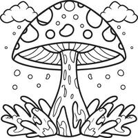 Mushroom coloring pages. Mushroom outline vector for coloring book