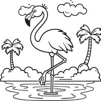 Flamingo coloring pages. Flamingo outline vector for coloring book