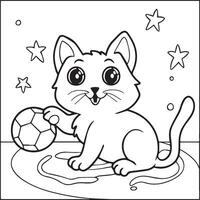 Cute cat coloring pages for coloring book. Cat outline vector. Playing cat coloring pages. Funny cat outline vector