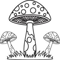 Mushroom coloring pages. Mushroom outline vector for coloring book