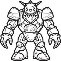 Golem coloring pages. Monster rock coloring pages vector