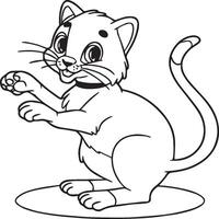 Cute cat coloring pages for coloring book. Cat outline vector. Playing cat coloring pages. Funny cat outline vector