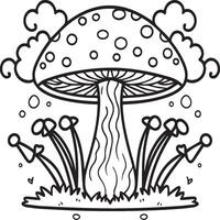 Mushroom coloring pages. Mushroom outline vector for coloring book