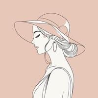 Woman line art portrait illustration vector design