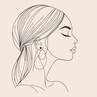 Woman line art portrait illustration vector design