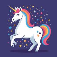 Cute kawaii unicorn illustration colorful vector art for children