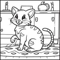 linda gato colorante paginas para colorante libro. gato contorno vector