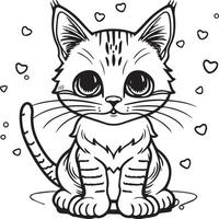 Cute cat coloring pages for coloring book. Cat outline vector