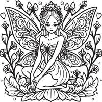 Fairies coloring pages for coloring book. Fairies outline vector