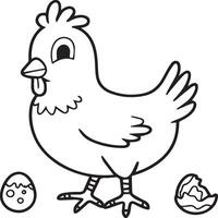 Chicken coloring pages. Chicken outline vector for coloring book