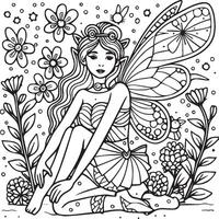 Fairies coloring pages for coloring book. Fairies outline vector