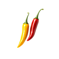 ai généré deux de coloré le Chili poivrons, avec une peu profond profondeur de champ png