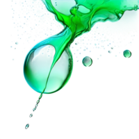 AI Generated Abstract drop water paint strokes and ink drops in aqua watercolor on transparent background. png