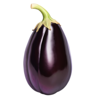 ai gegenereerd aubergine een diep Purper aubergine, gevangen genomen van een detailopname hoek naar vitrine haar glanzend huid, geïsoleerd Aan transparant achtergrond png