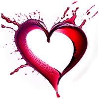 AI Generated Red Wine forms heart-shaped splash mid-air on transparent background png
