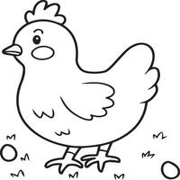 Chicken coloring pages. Chicken outline vector for coloring book