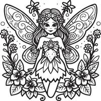 Fairies coloring pages for coloring book. Fairies outline vector