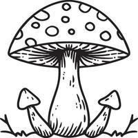 Mushroom coloring pages. Mushroom outline vector for coloring book