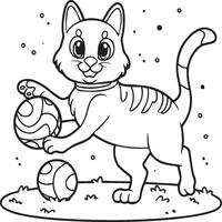 Cute cat coloring pages for coloring book. Cat outline vector. Playing cat coloring pages. Funny cat outline vector